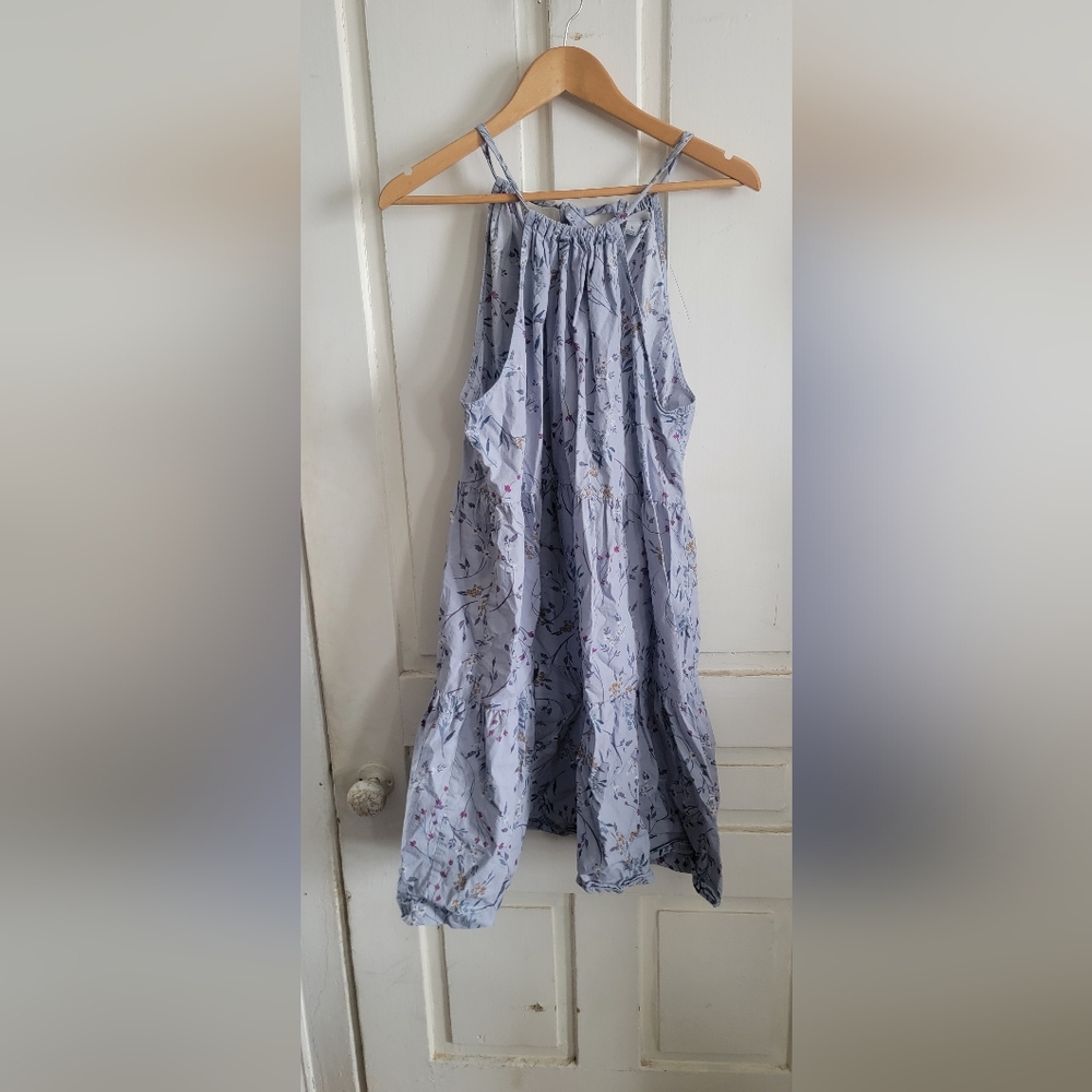 A New Day Sz Large Light Blue Floral Dress